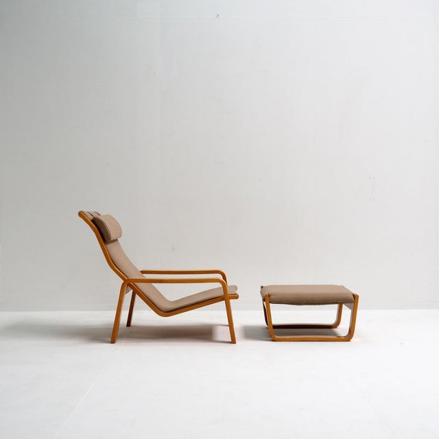 Asko Set of Pulkka Lounge Chair with Ottoman by Ilmari Lappalainen for Asko, 1980s For Sale - Image 4 of 10