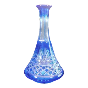 1960s Blue Cut to Clear Decanter With Stopper