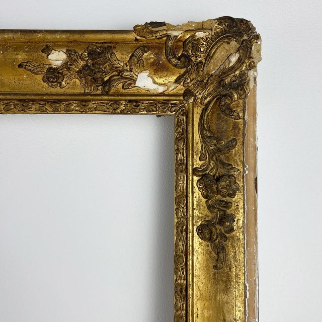 Large Antique Gilt Wooden Frame For Sale - Image 5 of 12