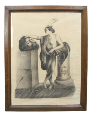 David with the Head of Goliath, 1867, Charcoal Drawing
