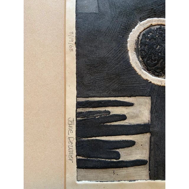 1960s 1963 "Experiment in Texture" Framed and Signed Collagraph Print For Sale - Image 5 of 10