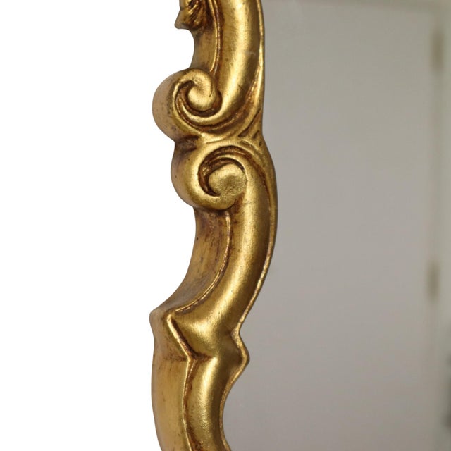 Vintage French Baroque Style Gold Crested Mirror, 1960s For Sale - Image 15 of 18