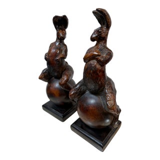 Attila's Bunnies on Balls Sculpture, Pair For Sale
