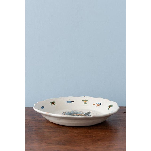 18th Century Late 18th Century Peacock Plate from Nevers Faïence For Sale - Image 5 of 7