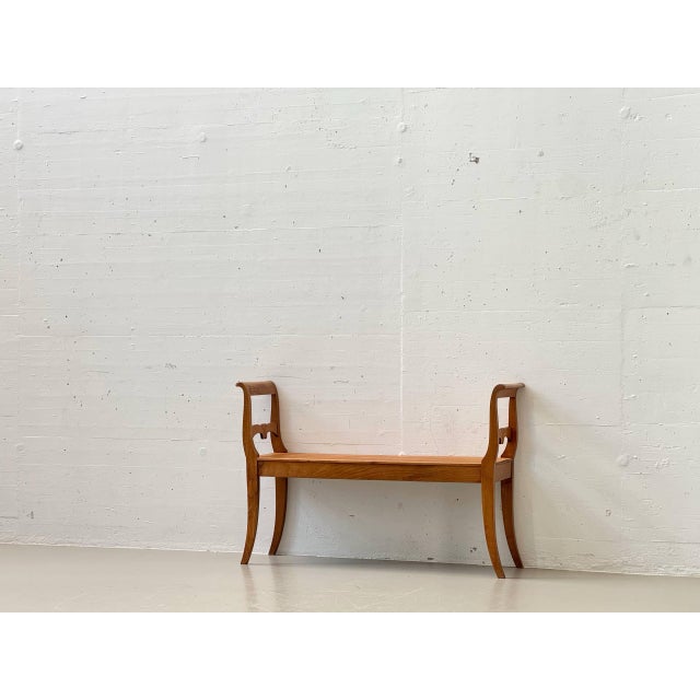 Biedermeier-Style Cherrywood Bench, 1930s For Sale - Image 3 of 13