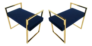 Pair of Polished Brass Benches in the Style of Charles Hollis Jones