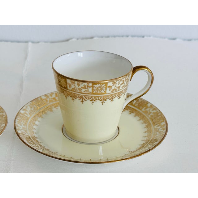 Vintage 1920s Jones McDuffee & Stratton Demitasse Cup & Saucers, a Pair For Sale - Image 4 of 10