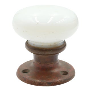 Antique Milk Glass Brass Dummy Door Knob For Sale