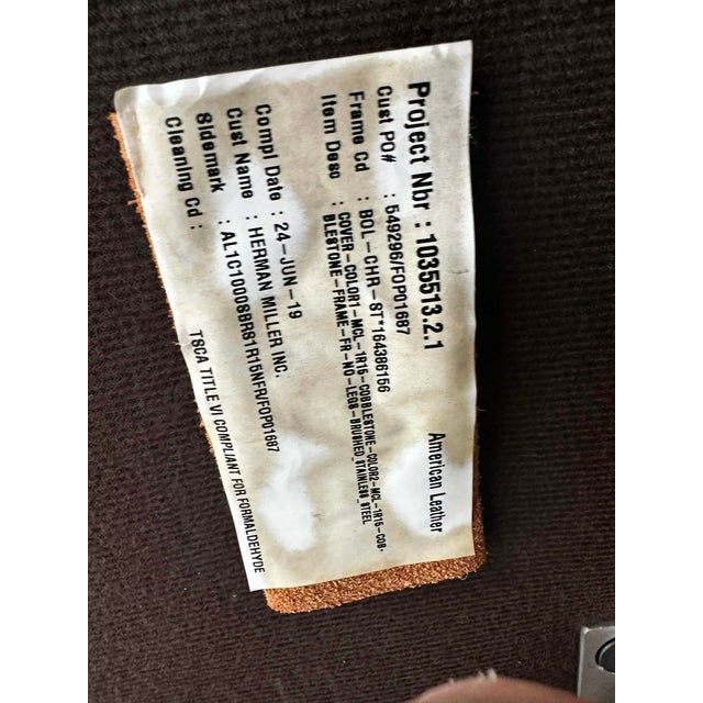 Herman Miller Leather Bolster Club Chair For Sale - Image 9 of 12