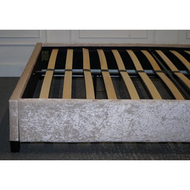 Baby Pink Velvet Double Bed Frame For Sale - Image 10 of 18