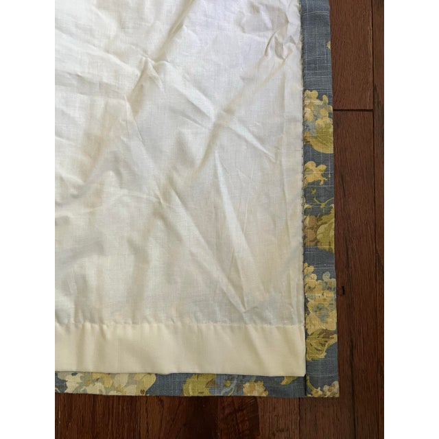 Pair of Extra Long Waverly Chambray Blue Hydrangea Custom Curtains For Sale - Image 12 of 12