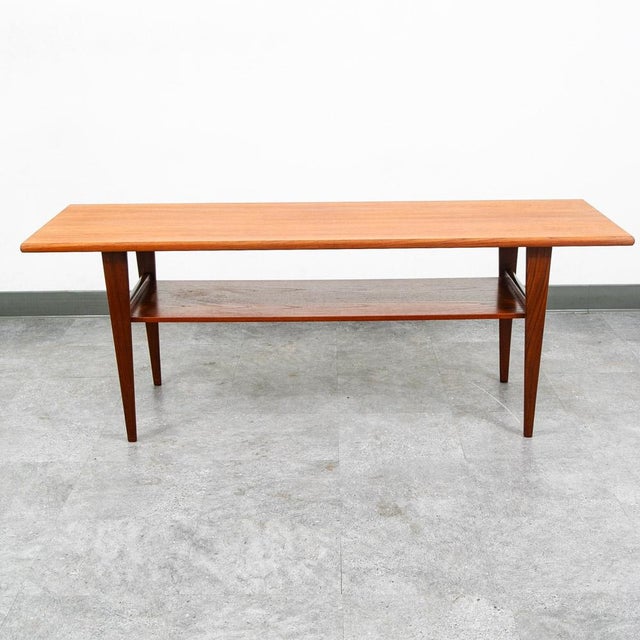 Mid Century Danish Modern Coffee Table Solid Teak Denmark Surfboard Rectangular For Sale - Image 4 of 12