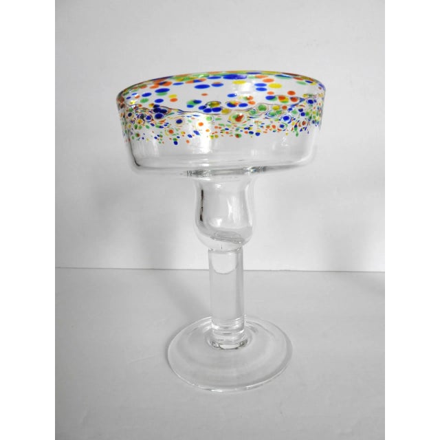 Glass Hand Blown Confetti Colored Martini Glasses- Set of 2 For Sale - Image 7 of 8
