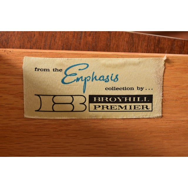 Wood Broyhill Emphasis Mid-Century Modern Sculpted Walnut Sideboard Credenza, Newly Refinished For Sale - Image 7 of 12
