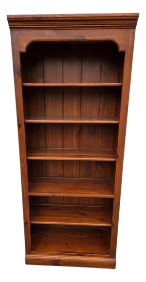 1990s Ethan Allen Country Craftsman Bookshelf Cabinet Shelf Display Knotty Pine Hutch