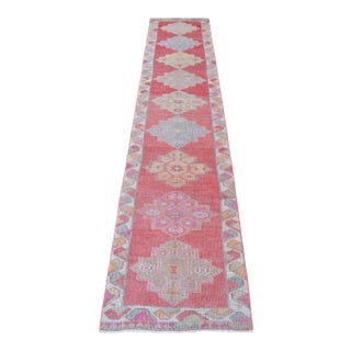 1970s Vintage Turkish Hand-Knotted Runner Rug, Hallway Rug, Kitchen Decor - 2′6″ × 11′5″ For Sale