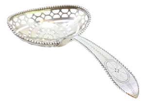 Silver Sprinkling Spoon with Pearly Borders and Shell Cut-Outs