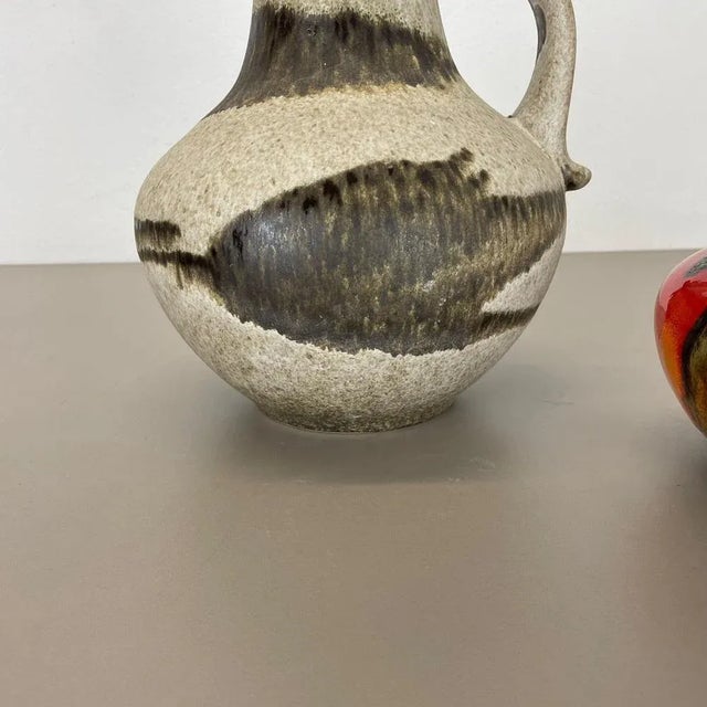 1970s Multi-Color Pottery Fat Lava Vases from Scheurich, Germany, 1970s, Set of 2 For Sale - Image 5 of 18