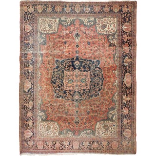 Authentic Antique Hand Knotted Persian Sarouk Farahan Rug - 8'8"x 11'6" For Sale