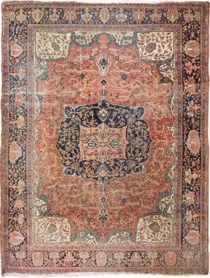Authentic Antique Hand Knotted Persian Sarouk Farahan Rug - 8'8"x 11'6"