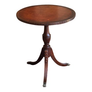 Mid-20th Century English Style Leather Top Wine Table For Sale