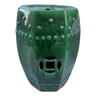 Green Glazed Garden Seat For Sale