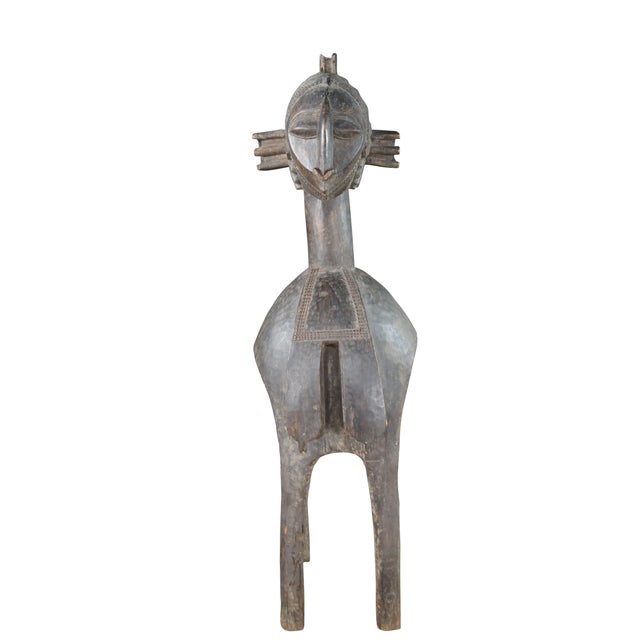 African Mid 20th Century Monumental Baga Nimba Guinea African Tribal Shoulder Mask Headdress 71" For Sale - Image 3 of 12