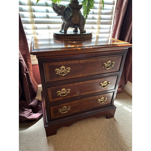 Dixie Furniture Chippendale Mahogany 4 Poster Queen Bed, 2 Nightstands, and 1 Highboy Dresser For Sale - Image 12 of 18