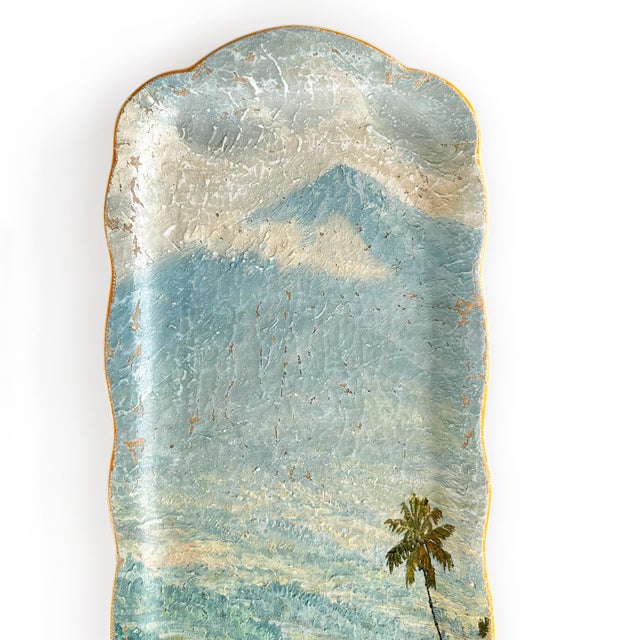 Sky Blue "Hanalei Valley" Contemporary Installation of Ceramic Plates and Oil on Canvas - Set of 5 For Sale - Image 8 of 14