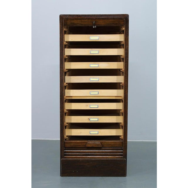 Brown Tambour Office Wooden Cabinet, 1950s For Sale - Image 8 of 18