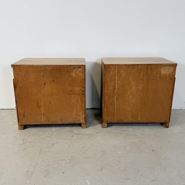 Brown Art Deco Streamline Bedside Tables, 1950s, Set of 2 For Sale - Image 8 of 16