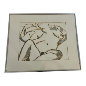 Vintage Pastel Drawing of a Reclining Female Nude From a Woodstock New York Studio