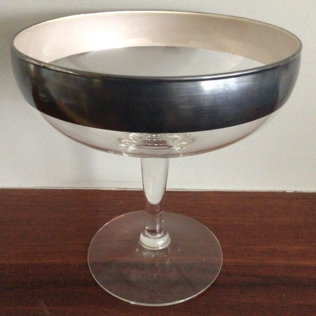 Dorothy Thorpe Vintage Dorothy Thorpe Silver Banded Rim Pedestal Candy Dish For Sale - Image 4 of 11