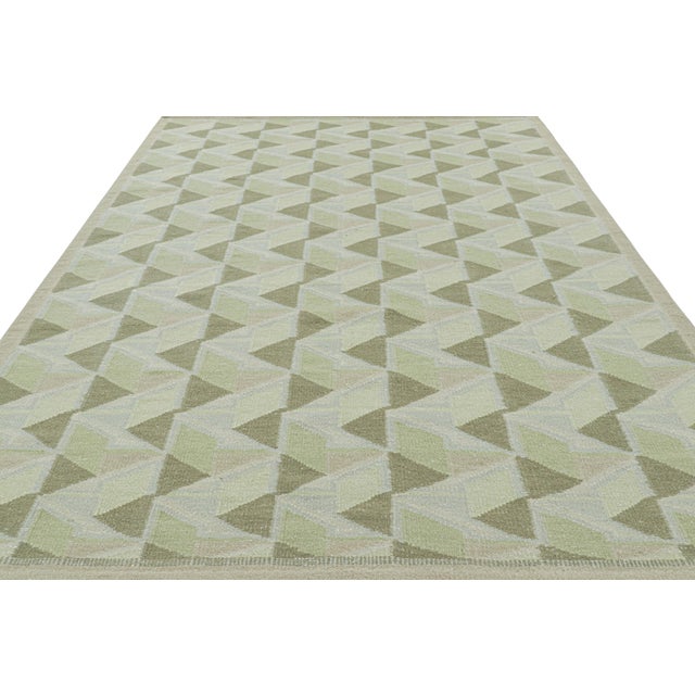 2010s Rug & Kilim’s Scandinavian Style Rug in Light Green With Geometric Patterns For Sale - Image 5 of 7