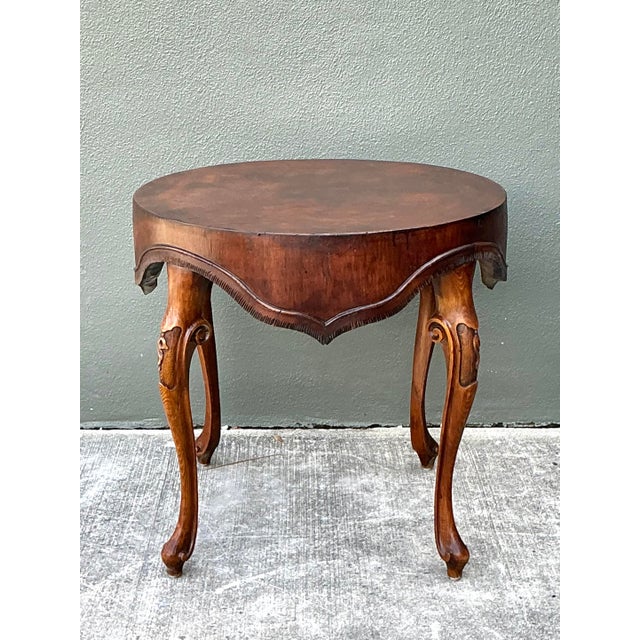 Vintage Hand Carved Swag Side Table For Sale - Image 4 of 12