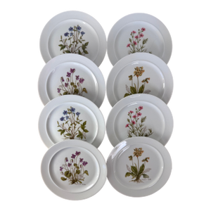 1980s Botanical Wildflower Side Plates- Set of 8