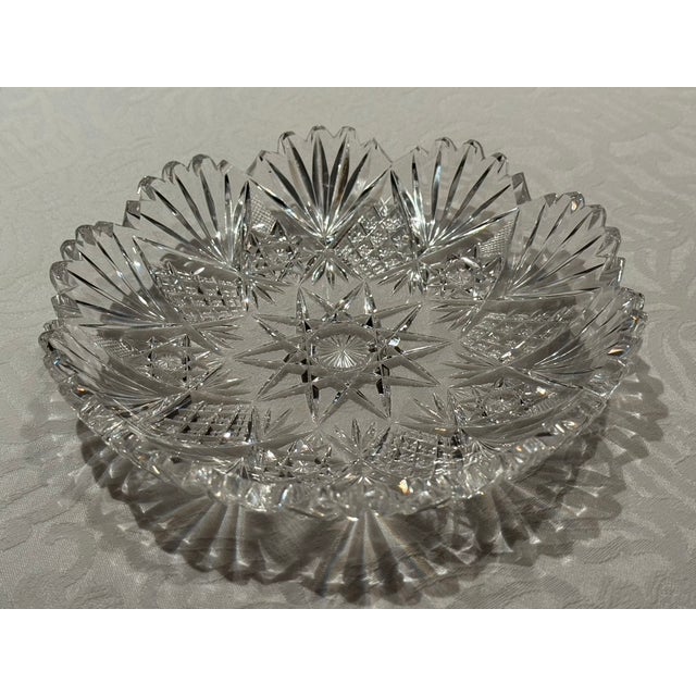 Transparent Set of Three American Brilliant Period Cut Crystal Plates For Sale - Image 8 of 17
