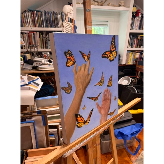 Butterflies and Me by Kathleen Varadi, 2016 Oil on Canvas For Sale - Image 4 of 12