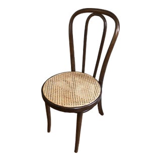 Vintage Thonet Bentwood Wood and Caned Side Italian Bistro Chair For Sale