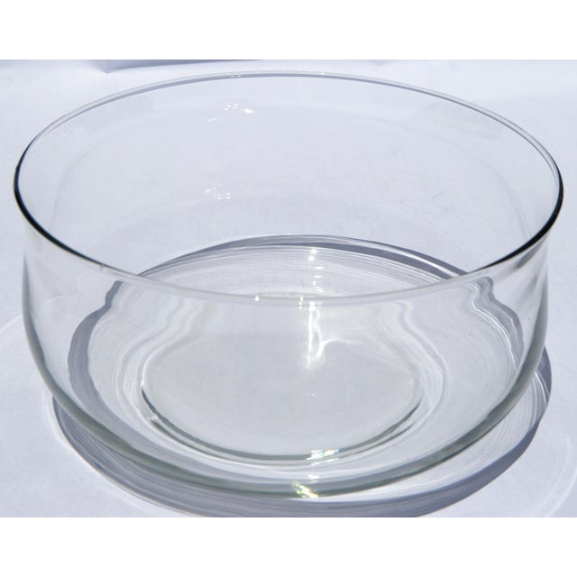 Art Deco Style clear hand blown iconic glass or crystal serving bowl, piece known for their clean lines, elegant...