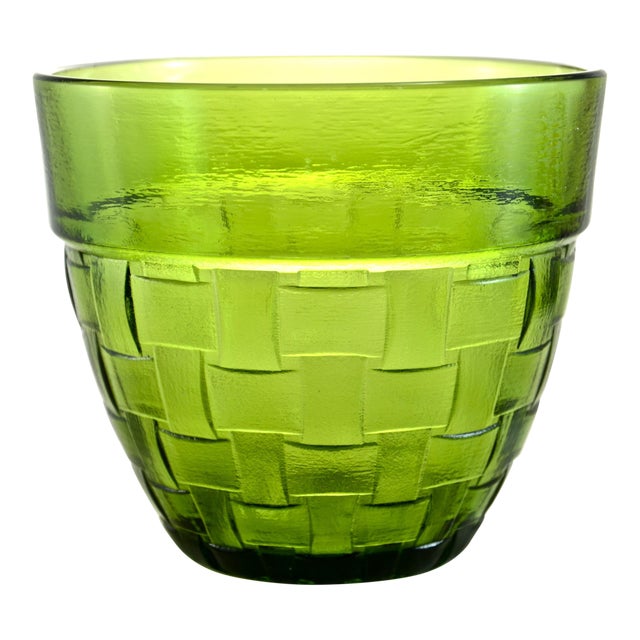 Anchor Hocking Green Basket Weave Glass Bowl Chairish