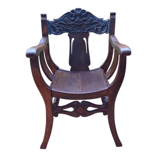 Late 19th Century Victorian North Wind Wood Carved Chair For Sale