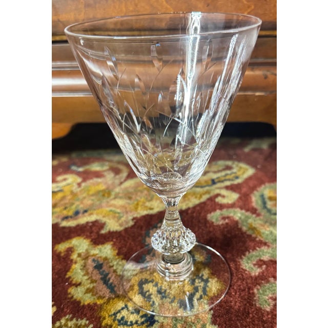 Mid 20th Century Duncan & Miller Willow Crystal Wine Glasses – Starter Set of 3, Elegant Etched Stemware For Sale In Houston - Image 6 of 10