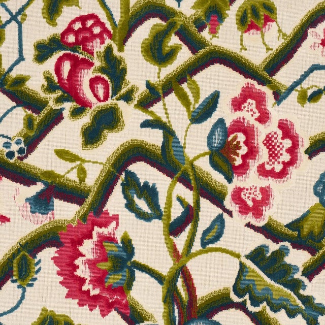 Contemporary SAMPLE - Schumacher Jacobean Garden Velvet Fabric In Mulberry & Leaf For Sale - Image 3 of 4