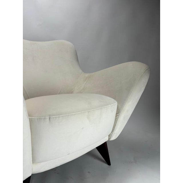 White Perla Lounge Chairs in White Fabric by Guglielmo Veronesi, Italy, 1950s, Set of 2 For Sale - Image 8 of 9
