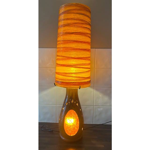 Resin Shade Terracotta Double-Lighting Lamp by Accolay, 1960 For Sale - Image 11 of 11