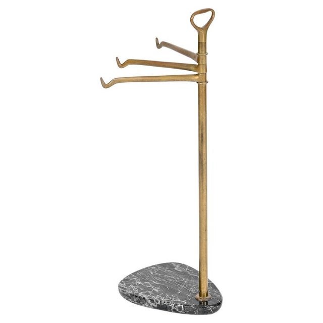 Italian Art Deco Brass and Black Marble Towel Stand in the style of Gio Ponti, 1920s For Sale - Image 13 of 13