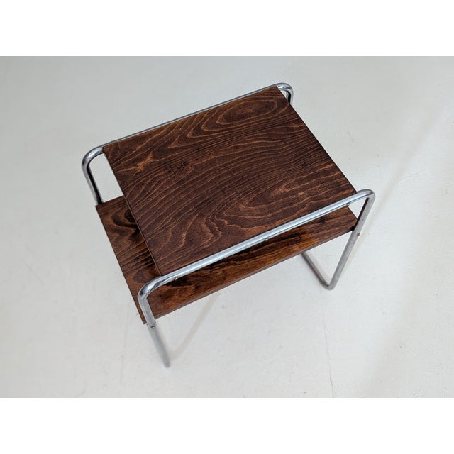Wood Bauhaus Tubular Steel Side Table by Marcel Breuer for Slezak, 1930s For Sale - Image 7 of 15