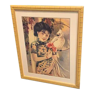 " Shanghai Lady" Figurative Chinese Fashion Print, Framed