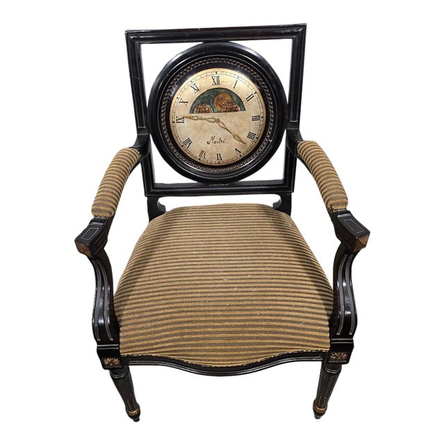 Mid-Century Decorative Clock Back Accent Arm Chair – Vintage Style Statement Piece For Sale